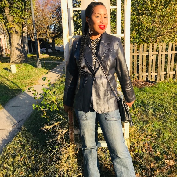 Black Leather Blazer - Picture 2 of 3